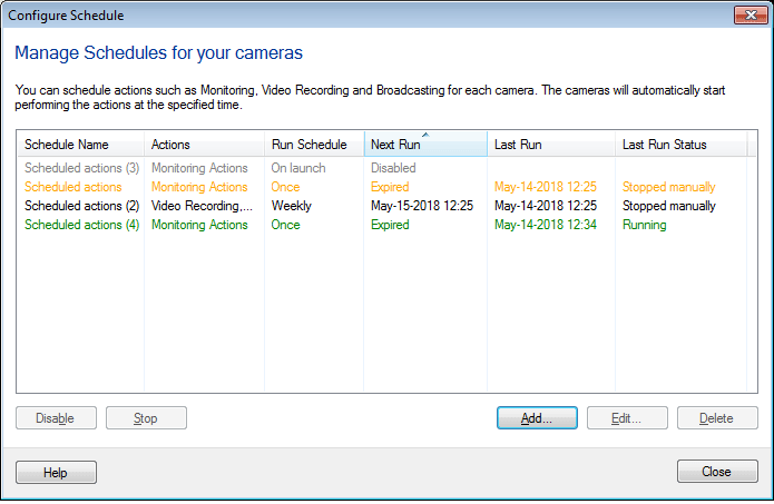 WebCam Monitor - Settings Window