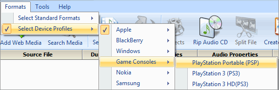 Digital Media Converter - Sony-PSP MP4 format