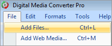 Digital Media Converter - File menu