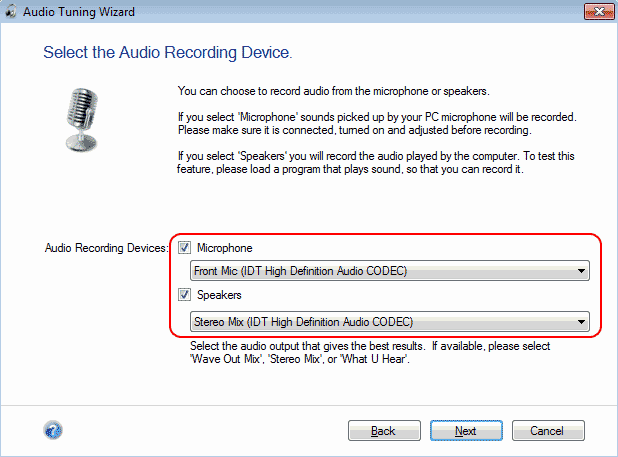 Audio Tuning Wizard