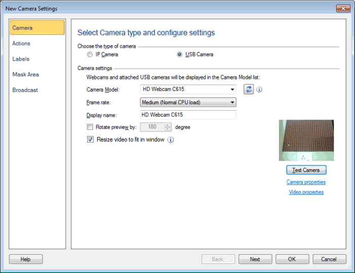 Security Monitor Pro Add or Edit USB Cameras
