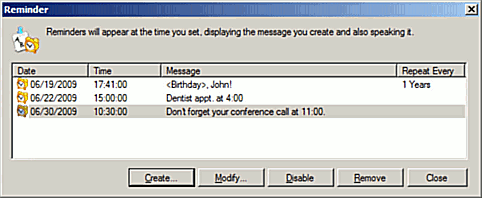 Reminder Window