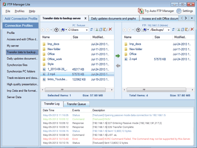 FTP Manager Lite screenshot