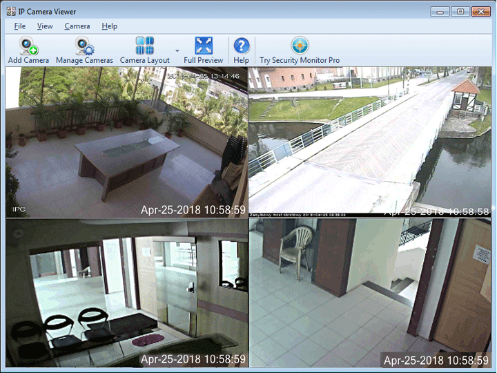 Free IP camera monitoring software views multiple cameras