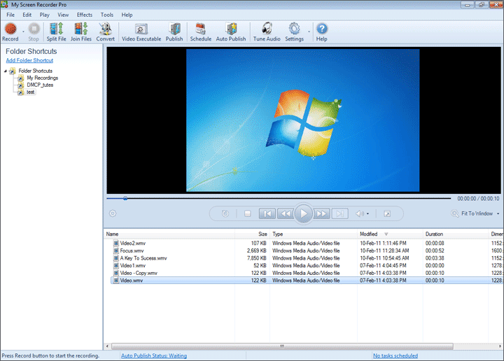 Create demos by recording your PC desktop activity to AVI, WMV or MP4 files.