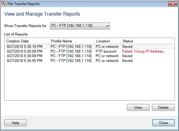 Configure File Transfer Report