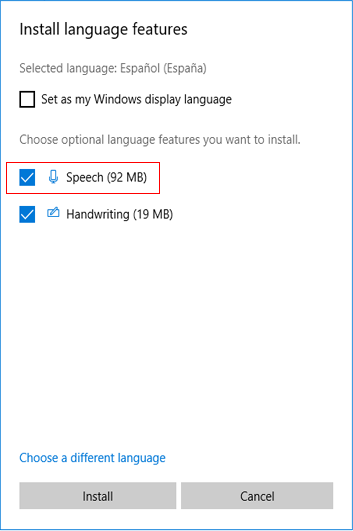 Download Windows 10 Language & Speech Pack