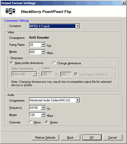 BlackBerry Pearl/Flip Settings