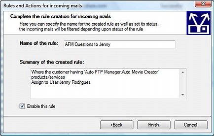 Complete the rule creation Complete the rule creation