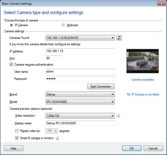 IP Camera Viewer : Add or Edit an IP Camera to application