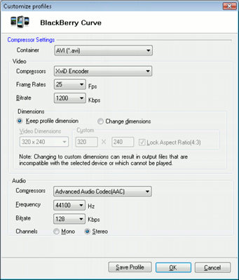 BlackBerry Curve Settings