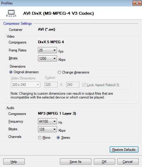 AVI DivX Profile