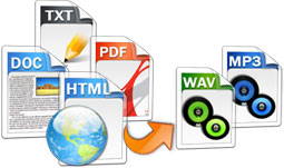 Text Speaker - Converter único ou vários documentos para arquivos MP3 ou WAV