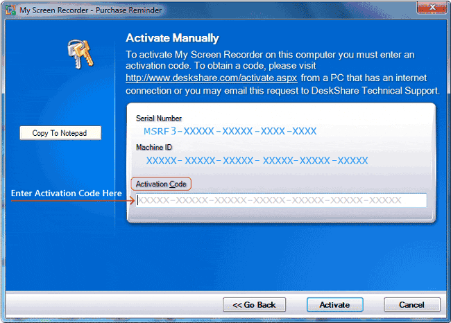 DeskShare Activation - Activate Application Manually