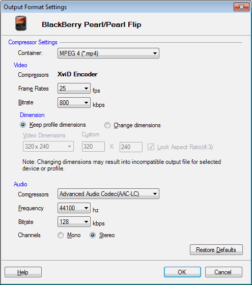 BlackBerry Pearl / Flip Settings