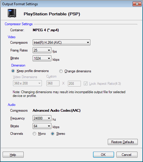 Paramètres Sony PlayStation Portable