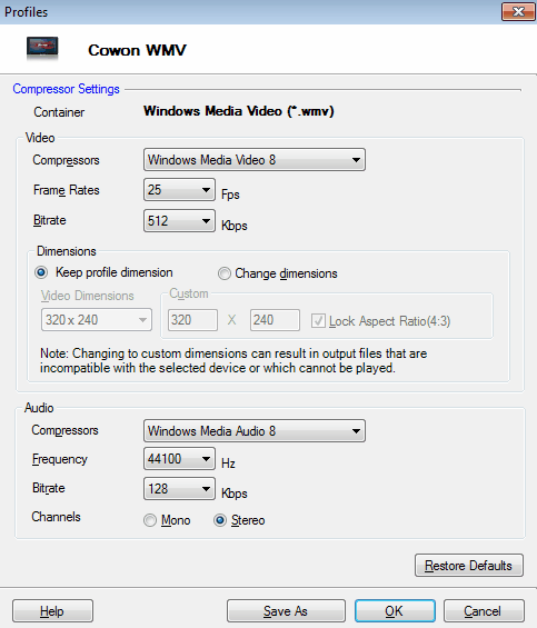 Cowon vidéo MPEG 4