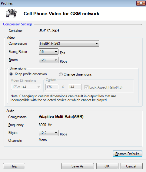 Profili dispositivo cellulare