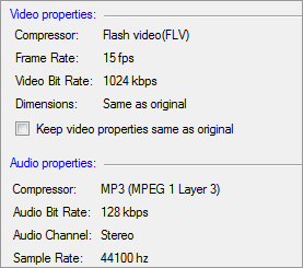 Digital Media Converter : ConfiguraciÃ³n de Flash Video (FLV SWF) Propiedades