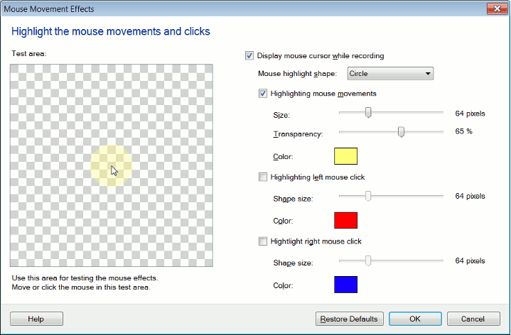 Movement of mouse pointer on screen